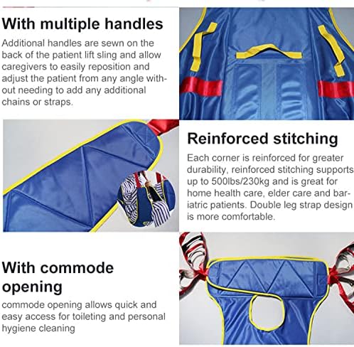 Toileting Sling Patient Lifter - Full Body Patient Lift Sling - Medical Lift Equipment Divided Leg for Elderly,Handicapped,Heavy Duty Transfer Belts 507lbs,L