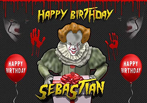 Cakecery It Movie Pennywise Clown Ballon Edible Cake Image Topper Personalized Birthday Cake Banner 1/4 Sheet