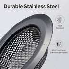 2 Pack - Black Kitchen Sink Strainer, Stainless Steel, Anti-Clogging, Large Wide Rim 4.5 Inch Diameter,Black