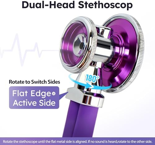 LotFancy Aneroid Sphygmomanometer with Stethoscope Kit, Professional BP Cuff Adult 10"-16", Adult Professional Manual Blood Pressure Cuff with Carrying Case for Home Use, Nurse, Doctor, Purple