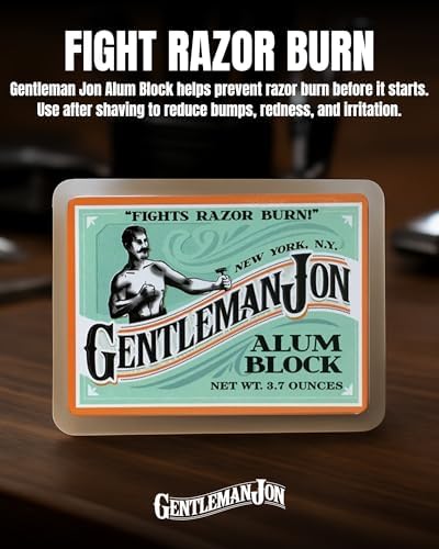 Gentleman Jon 3.7 Ounce Alum Block in Plastic Case - Upgrade Your Shave - Soothing Aftershave Solution for Shaving Razor Burn Relief - Travel Friendly Durable Plastic Case Included, Aftershave for Men