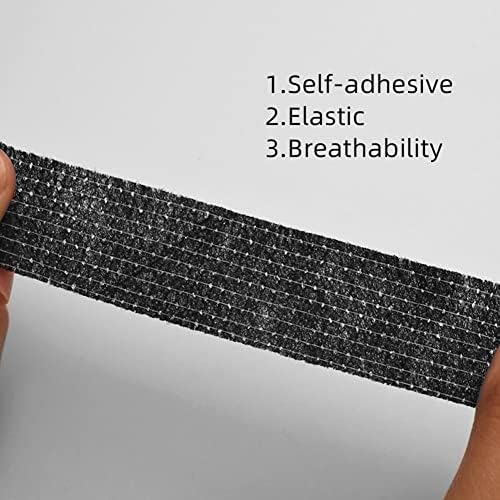 ZJchao Tube Bandage Grip Handle Tape Elastic Self Adhesive Absorb Sweat for Machine Handle Elbow Pads Wristbands (Black)