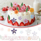 60 Pcs Edible Flowers Cake Decorations - Edible Flowers Wafer Paper Flowers & Leaves Cupcake Toppers for Wedding Birthday Party Cake Decorating (Mixed Size & Colour)