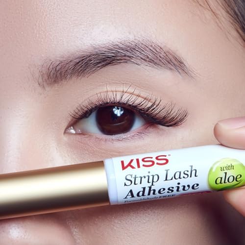 KISS Lash Adhesive, Lash Glue, 24hr Strip Eyelash Adhesive, Clear, Includes Lash Adhesive, Long Lasting Wear, Can Be Used with Strip Lashes and Lash Clusters