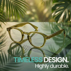 2SeeLife Retro Round Reading Glasses for Men and Women – Narrow-Medium Fit, Premium Readers Spring Hinges, Solid & Sturdy, Olive Green, +2.50