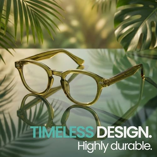 2SeeLife Retro Round Reading Glasses for Men and Women – Narrow-Medium Fit, Premium Readers Spring Hinges, Solid & Sturdy, Olive Green, +1.00