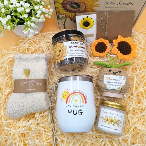 Get Well Soon Gift Baskets for Women,Unique Sunshine Box Care Package,Inspirational Sunflower Easter Day Gift,Healing Recovery Gifts for Mom, Sister,Wife, Daughter, Best Friend