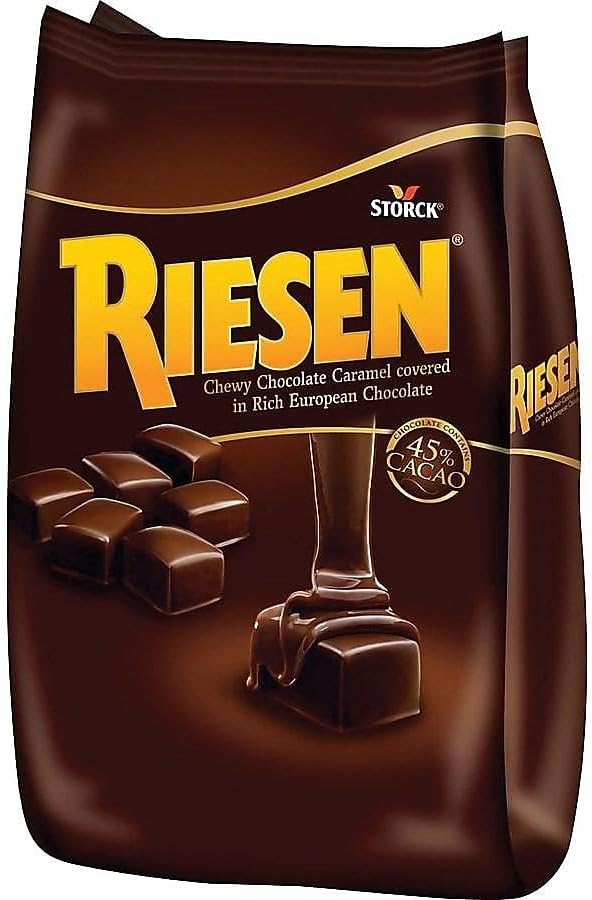 Riesen Dark Chocolate Covered Caramel Candies - Individually Wrapped Soft & Chewy Candy Pieces, 45% Cacao, European Dark Chocolate - 30 oz Bulk Bag (Pack of 1)