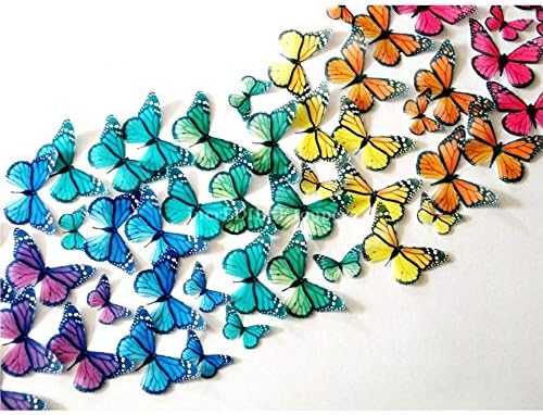 CHOCKACAKE Wafer Paper Butterflies - 24 Pcs Edible Cupcake Toppers for Wedding Birthday Party Cake Decorations - Rainbow Butterfly Sprinkles