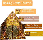 DRTMLY Orgone Pyramid, Small Healing Crystals Pyramid with Tiger's Eye Stones, Orgonite Energy Generator for Resist Stress, Bring Good Luck and Wealth