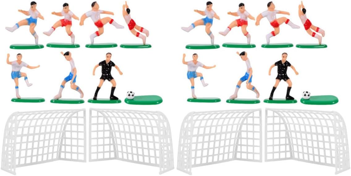 Garneck 2 Sets Soccer Cake Decorations Miniature Football Field Toppers for Birthday Parties and Sports Events Plastic Cake Decors with Goals and Players Fun Portable Football Party