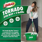 Libman Tornado Spin Mop System with Refill Heads, Microfiber Spinning Mop and Bucket with Wringer Set for Home, Floor Cleaning of Hard-Wood, Laminate, Tile, All Surface Cleaner