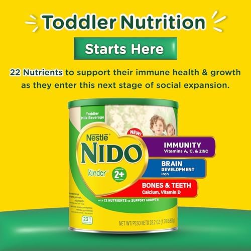 Nestlé NIDO Kinder Toddler Milk Beverage Powder Mix, 2 + Years, 23 Servings per Container, 138 Total Servings, 6x800g (4,800g)