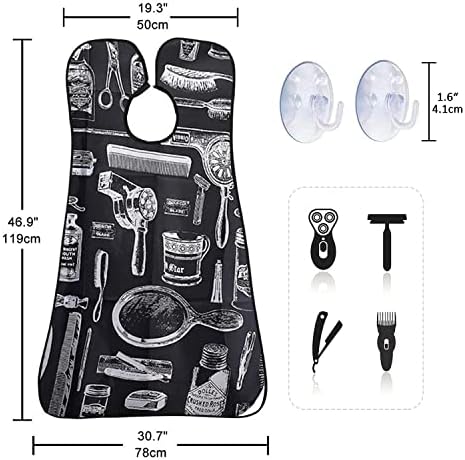 Showvigor Beard Bib Beard Apron, Father's Day Gift Beard Trimming Catcher Bib for Men Shaving and Hair Clippings, Waterproof Non-Stick Hair Catcher Grooming Cloth with 2 Suction Cups