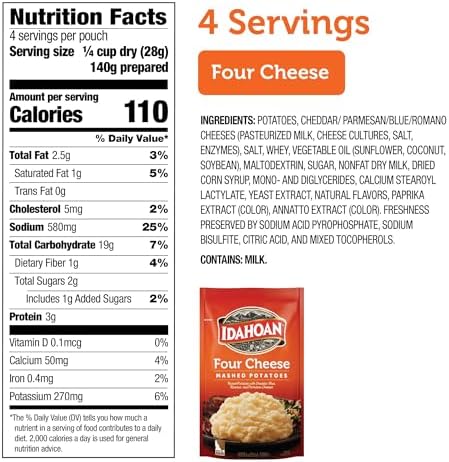 Idahoan Four Cheese Mashed Potatoes, 4 Oz