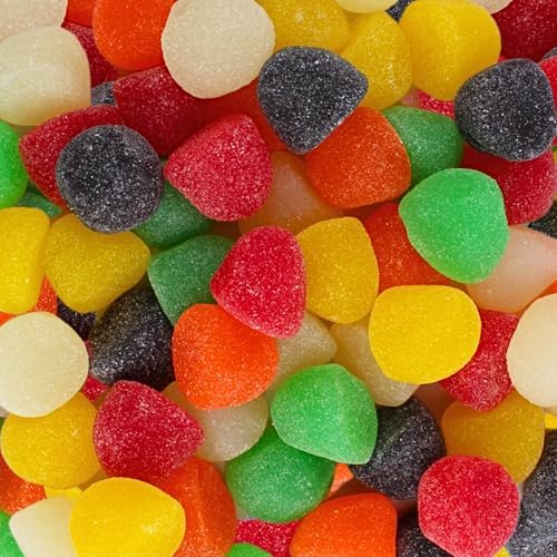 Assorted Giant Gum Drops Candy Fruit Flavor - Bulk Cherry, Lemon, Lime, Licorice, and Orange Giant Gumdrops Candy (2 Pound)