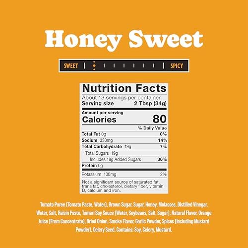 Rufus Teague Honey Sweet BBQ Sauce, Premium Barbecue Sauces with Natural Ingredients, No Drip Squeeze Bottle, Flip Top Bottles, Award-Winning Bold Flavor, Gluten-Free, Non-GMO, 15.2 oz