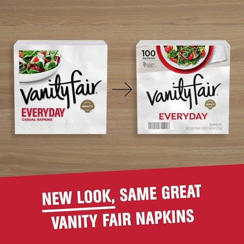 Vanity Fair Everyday Paper Napkins, 100 Count, Disposable Napkins Made Soft And Smooth For Everyday Meals
