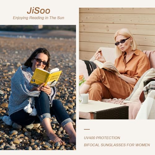 JiSoo Oval Bifocal Reader Sunglasses Women, Small Cute Reading Sunglasses with Bifocals 3Pack Sun Readers