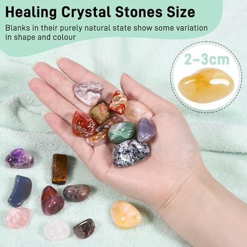 18 Pcs Healing Crystals and Stones Set, Natural Polished Gemstones, 0.8-1.2 Inch Tumbled Crystals, Lucky Pocket Stone for Reiki, Chakra Balancing, Meditation, Stress Relief