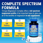 Vitalibre 10 in 1 Magnesium Complex, 420mg Elemental Magnesium | Ultra Strength, Max Absorption | Chelated Magnesium Supplement for Nerves, Bone & Heart Health | Non-GMO, 120 Vegan Capsules
