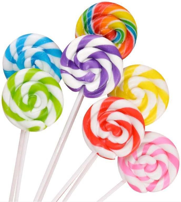 YELLOW SWIRL LOLLIPOPS - 24 CANDY SUCKERS INDIVIDUALLY WRAPPED - LARGE 2 INCH POPS - CANDY BUFFET