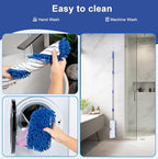 Microfiber Dust Mop for Floor Cleaning - Dual-Sided Washable Pads, Adjustable Stainless Steel Handle (30.7"-56.7") - Wet/Dry Use for Hardwood, Laminate, Tile, Marble Floors with Spin Mop Heads