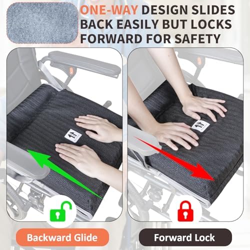 One Way Glide Cushion with Handles & Gel Wheelchair Seat Cushion Set – Anti-Slip Transfer Pad + Pressure Relief Gel Seat for Elderly, Patients, and Long Sitting Comfort