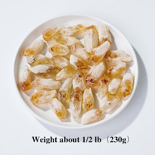 Apengshi 1/2 lb(230g) Natural Citrine Crystal Points Irregular Rough Crystal Stone Raw Crystal Gemstones Bulk Chakra Stones Meditation Reiki Collect Handmade DIY