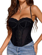 Avidlove Corset Tops for Women Lace Bustier Top Underwire Sexy Halloween Exotic Slim Fit Bralette