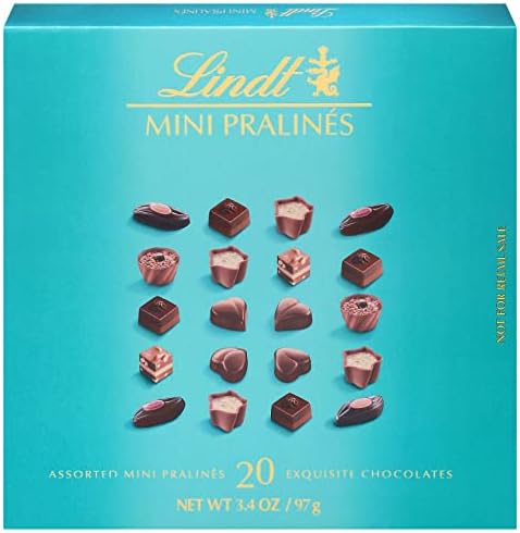 Lindt Mini Pralines, Assorted Chocolate Candy Pralines with Premium Filling, 3.4 oz Box (Pack of 4)