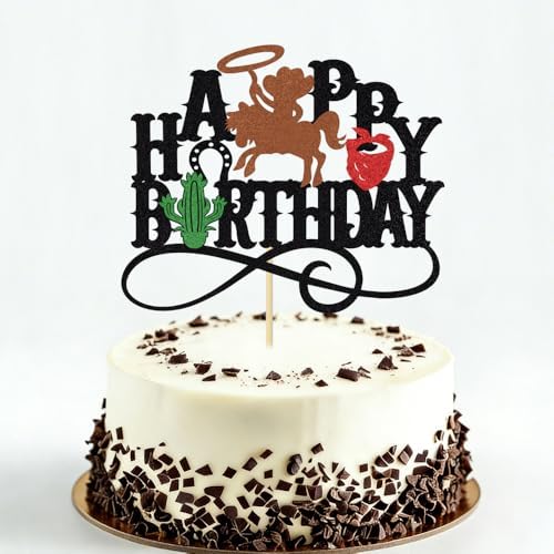 Cowboy Happy Birthday Cake Topper-Wild west theme Party decoration，Baby Shower & Boy/Girl Birthday Party Decoration Supplies