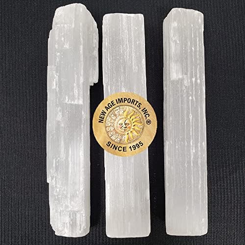 New Age Imports, Inc.® ~ Premium Quality Selenite Sticks 4". Great for Wicca, Reiki, Healing, Metaphysical, Chakra, Positive Energy, Meditation, Protection, Decoration or Gift (4" - 3 Stick Pack)