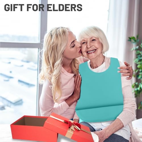 Adult Bibs for Women & Men，1 Pack Adjustable Adult Silicone Bib， Washable Waterproof Bib for Adults with Crumb Catcher，Gift for Mom/Dad