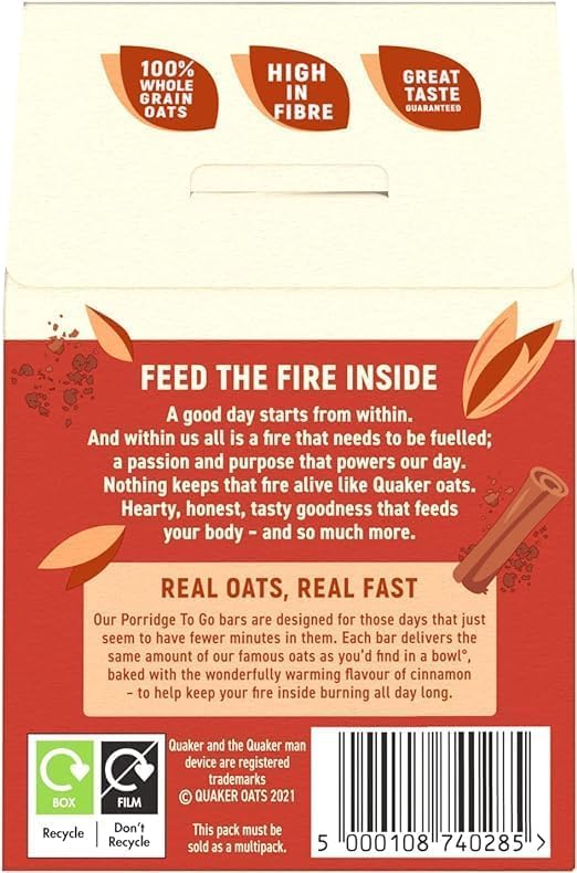 Generic Porridge To Go Cinnamon Squares, 55 g, Pack of 6