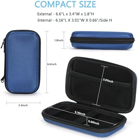 GLCON Portable Protection Hard EVA Case for External Battery, Cell Phone, GPS, Hard Drive, USB/Charging Cable, Small Carrying Bag Mesh Inner Pocket, Zipper Enclosure, Universal Travel Pouch Bag