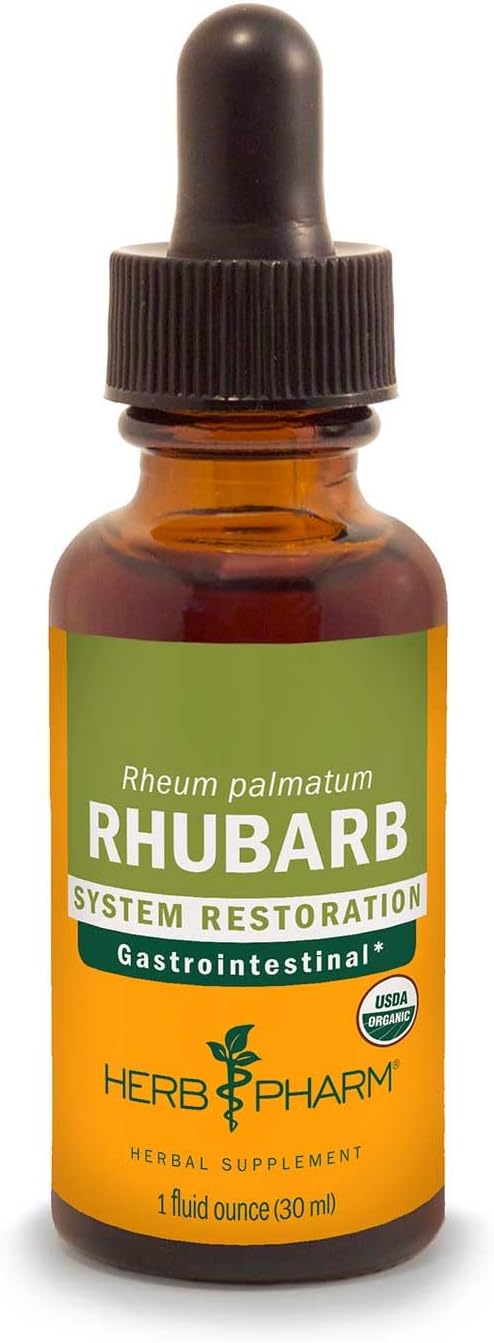 Herb Pharm Certified Organic Rhubarb Liquid Extract for Digestive System Support, 1 Fl Oz (Pack of 1)