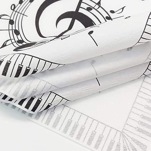 100 Count Disposable Paper Music Napkins 2 Ply Musical Notes Piano Keys Print Decorative Beverage Guest Luncheon Dinner Cocktail Napkins for Music Themed Party, 6.5X6.5 Inches Folded