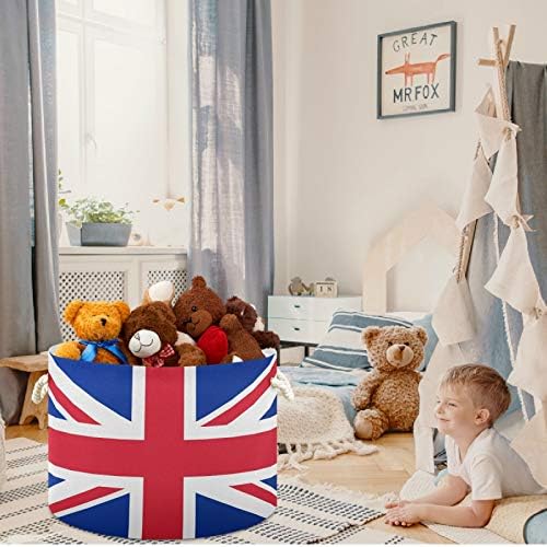 visesunny Collapsible Large Capacity Basket British Flag Clothes Toy Storage Hamper with Durable Cotton Handles Home Organizer Solution for Bathroom, Bedroom, Nursery, Laundry,Closet
