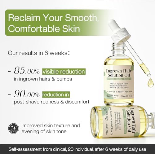 Ingrown Hair Treatment Oil Serum: 1.7oz Soothing After Shave Oil Prevents Ingrown Hairs for Soothes Razor Bumps Reduces Redness & Irritation for Bikini Area Legs Underarms Neck Beard & Face