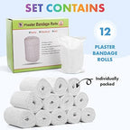 Noe & Malu 12pc Plaster of Paris Rolls - Fast Setting Gauze for Mache, Belly Casting, & Sculptures | Art and Craft Bandages, Wraps, Masks