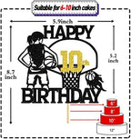 Tivurcia Basketball Happy 10th Birthday Cake Topper, Cheers to 10 Years Cake Decor, Sport Theme Tenth Birthday Party Event Decoration Supplies for Girl Kids