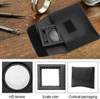 Rongon 10x 28mm Mini Three Folding Magnifying Glasses Portable Zinc Alloy Loupe Magnifier 10X Magnifying Lens with Scale for Coin Textile Jewelry Collection Repair (2Pcs Black)