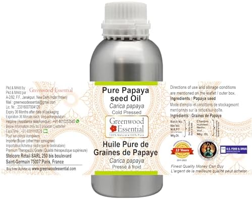 Greenwood Essential Pure Papaya Seed Oil (Carica papaya) Cold Pressed 630ml (21 oz)