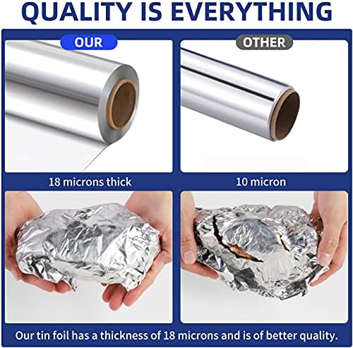 Aluminum Foil Wrap 75 Feet Long Heavy Duty Food Foil Wrap Kitchen Rap Suitable for Cooking, Roasting, Baking,BBQ and Family Parties (3 PACK)