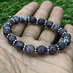 AAA Natural LEPIDOLITE Gemstone 8mm Round Beaded Stretchable Elastic Bracelet With Chakra ,Charm Bracelet ,Handmade Designer Bracelet ,Bye Bye Anxiety Bracelet ,Friendship ,Couple