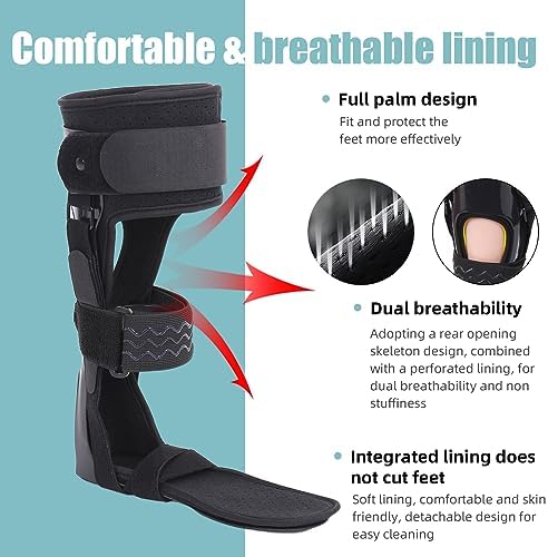 Medical AFO Foot Drop Brace Ankle Foot Orthosis Drop Foot Stabilizer Support for Walking with Shoe for Men and Women for Stroke, MS, Hemiplegia Foot Drop, ALS (Large-Right)