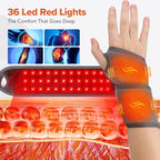 Cordless Wrist Heating Pad with Massage & Red Light, HSA Eligible FSA, Rechargeable Heated Wrist Brace Wrap for Carpal Tunnel, Arthritis, Wrist Massager for Pain Relief (Grey)