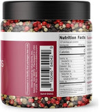 Viva Doria Rainbow Blend Peppercorn, Steam Sterilized Whole Black Pepper, Whole Green Pepper, Whole Pink Pepper, Whole White Pepper, 8 Oz, For Grinder Refills