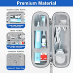 Travel Case for Oral-B/Oral-B Pro/Phlips Sonicare Electric Toothbrush with 2pcs Toothbrush Heads Cover Cap, Portable Hard Protective Storage Bag with Accessories Storage (Blue)